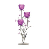 Varile Fuchsia Glass/Metal Iron Tabletop Candelabra