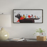 Ligui Birds on Dog Horizontal Picture Frame Painting on Canvas