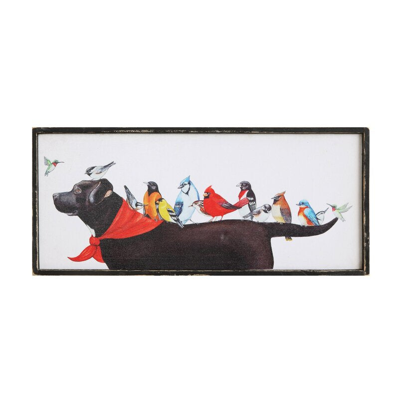 Ligui Birds on Dog Horizontal Picture Frame Painting on Canvas