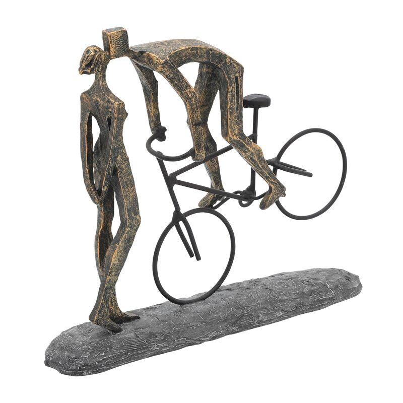 Dorulom Man on Bicycle Kissing Woman Polyresine Figurine