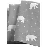 Ricode Bear Print Gray 100% Cotton Flannel Sheet Set