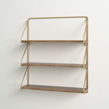 Niado 3 Piece Mago Wood Gold Tierred Shelf