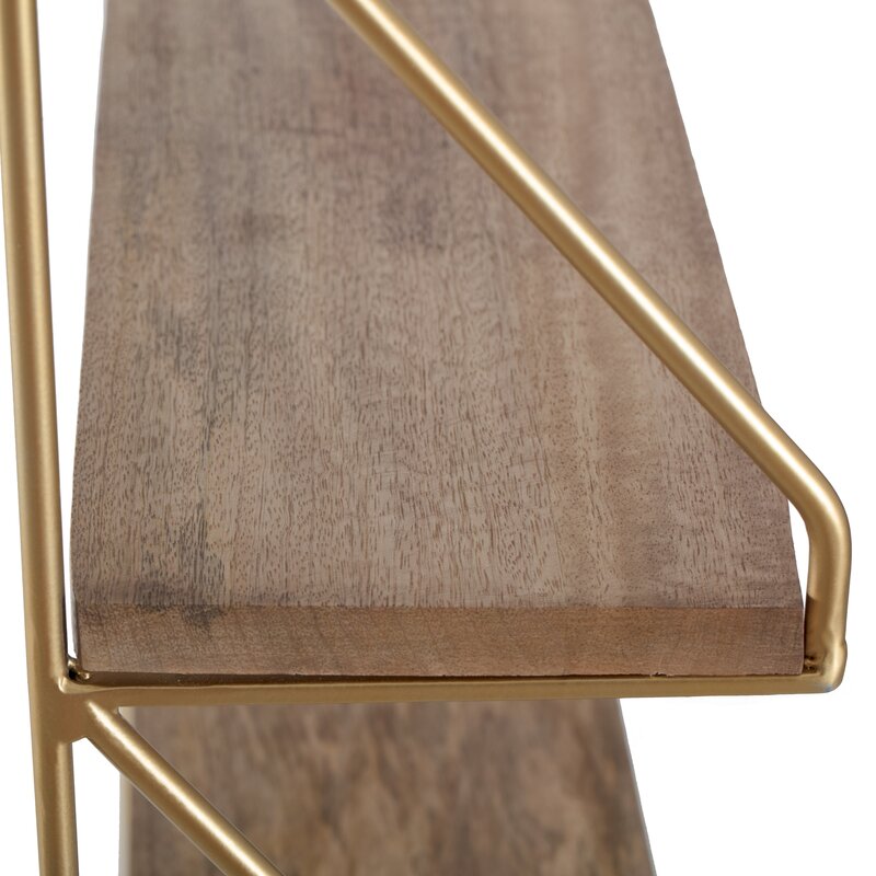 Niado 3 Piece Mago Wood Gold Tierred Shelf