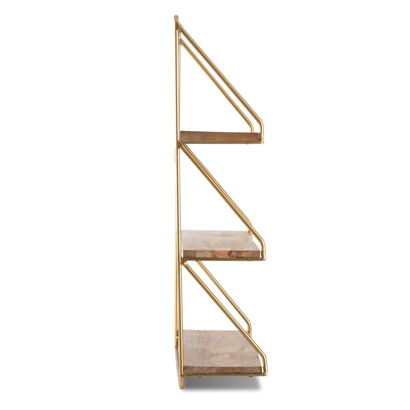 Niado 3 Piece Mago Wood Gold Tierred Shelf