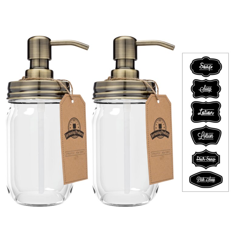 Terviet Mason Jar Soap & Lotion Dispenser (Set of 2)
