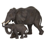 Nada Mother and Baby Polystone Brown Elephant Figurine