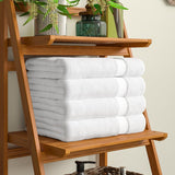 Beatrix 4 Pieces 100% Cotton Super Plush White Bath Towel Set (Set of 4)