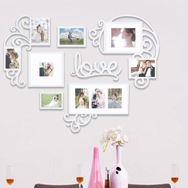 Vobialia 7 Piece Love Valentine Day Wall Picture Frame Set