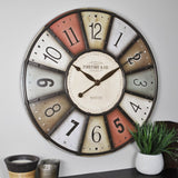 Cobager Oversized Beige/Brown Round Wood 27" Wall Clock