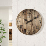 Runslo Oversized Round Wood Vintage 24" Wall Clock