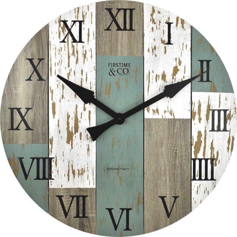Thenia Oversized Round Wood 27" Vintage Wall Clock