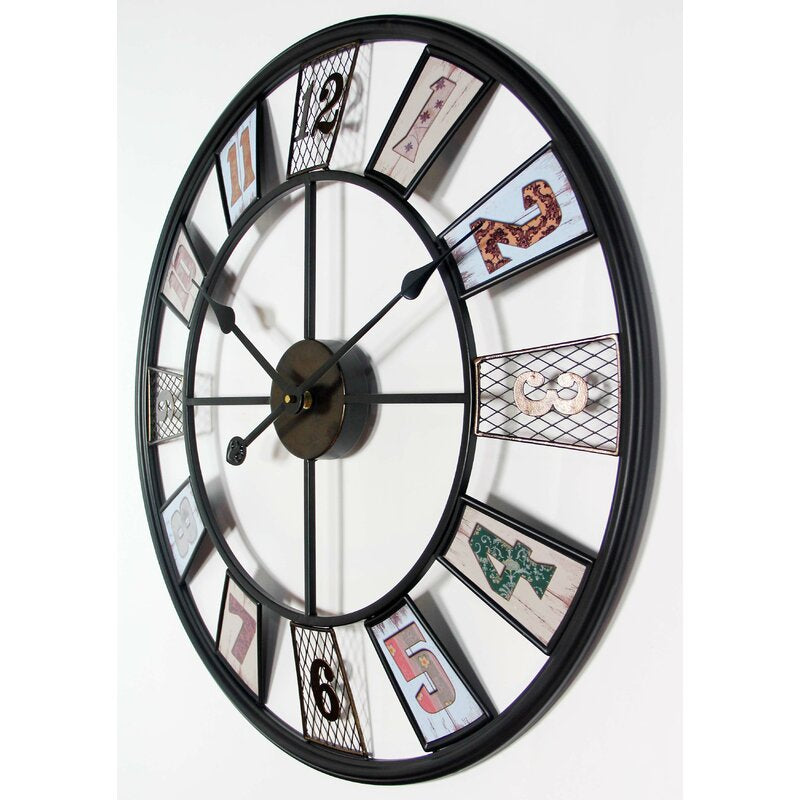 Pajo Oversized Colorful Round Steel 24" Wall Clock