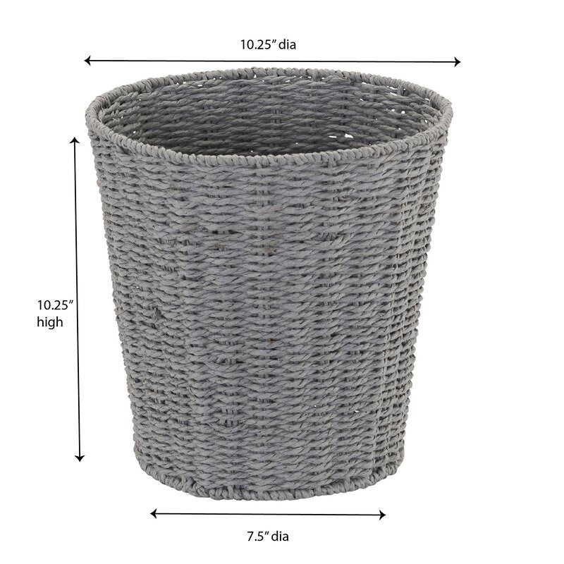Richkins Paper Rope 3 Gallon Gray Round Waste Basket