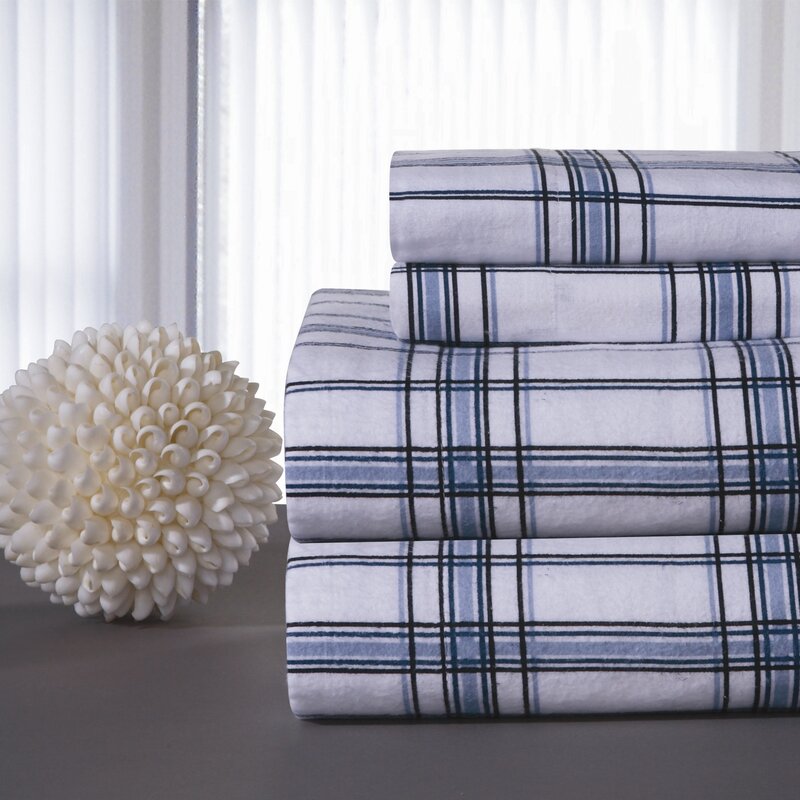 Tepunor Plaid 100% Cotton Flannel Sheet Set