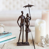 Ginsee Bronze Loving Couple Under Umbrella Sculpture