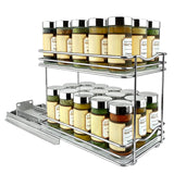 Bzuzzer Slide Out Double Upper Cabinet Organizer 30 Jar Spice Rack