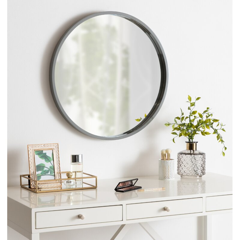 Norma Modern & Contemporary Round Wood Frame Accent Mirror