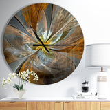 Ritotic Symmetrical Aluminium Bronze/Gray Fractal Flower Wall Clock