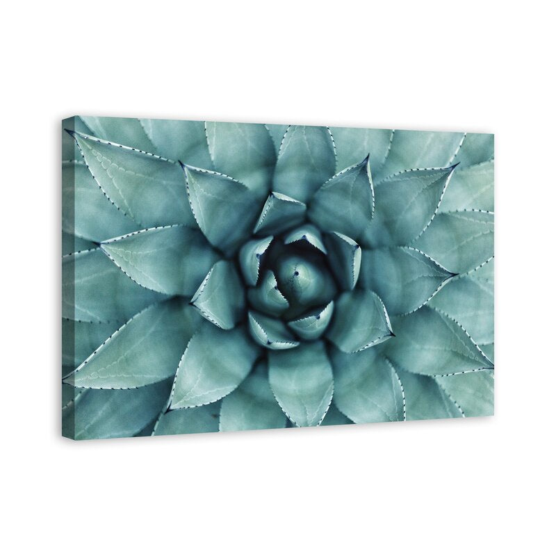 Laoscoin Wrapped Turquoise Floral Rectangle Canvas Photograph