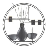 Cecilton Glass Vase and Bowl Wall Decor on a Metal Circle Frame