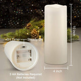 Maten LED with Timer Unscented Flameless Pillar Candle (Set of 2)