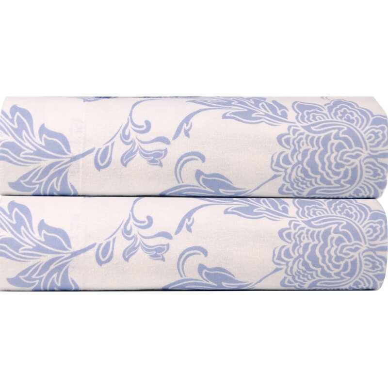 Rascot Blue Floral 100% Cotton Flannel Sheet Set