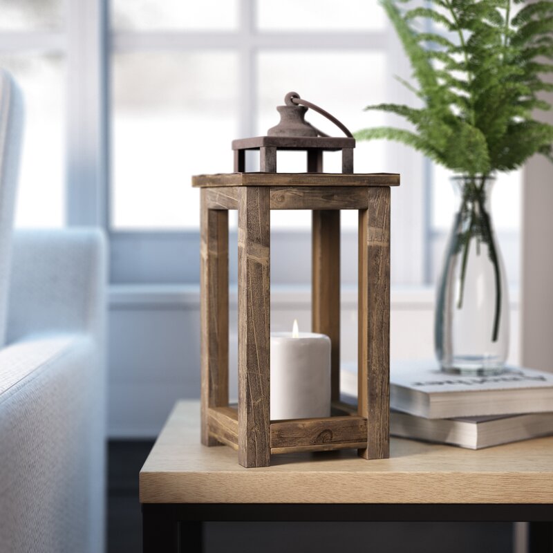 Ameslemo Brown Modern Wood Tabletop Lantern