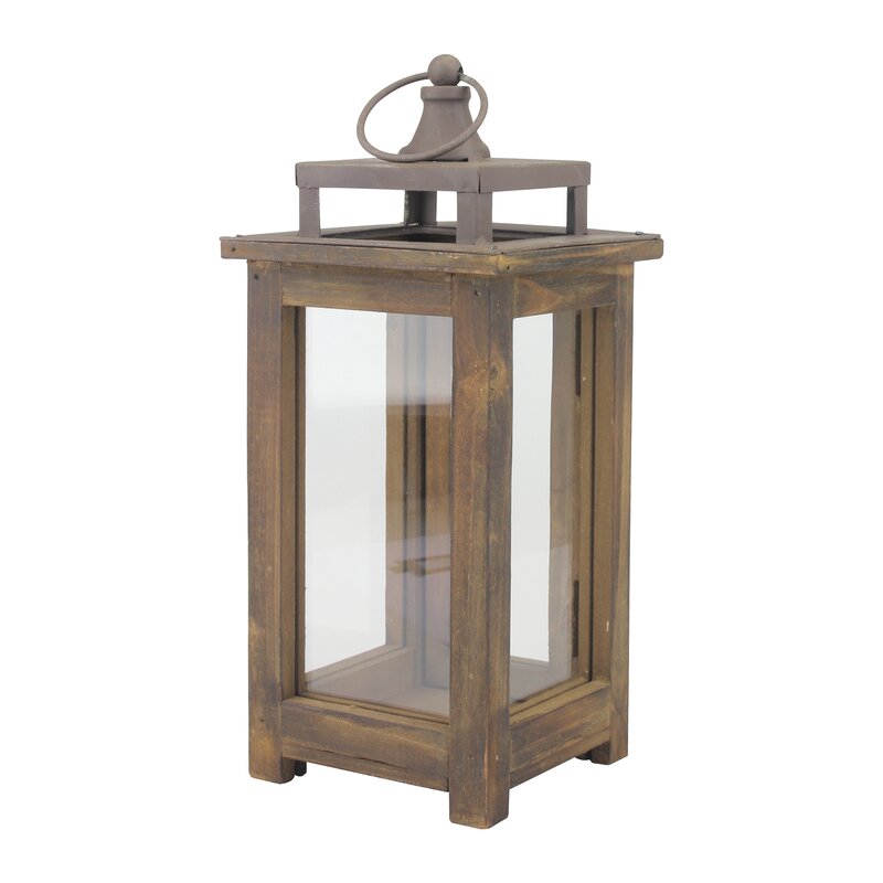 Ameslemo Brown Modern Wood Tabletop Lantern