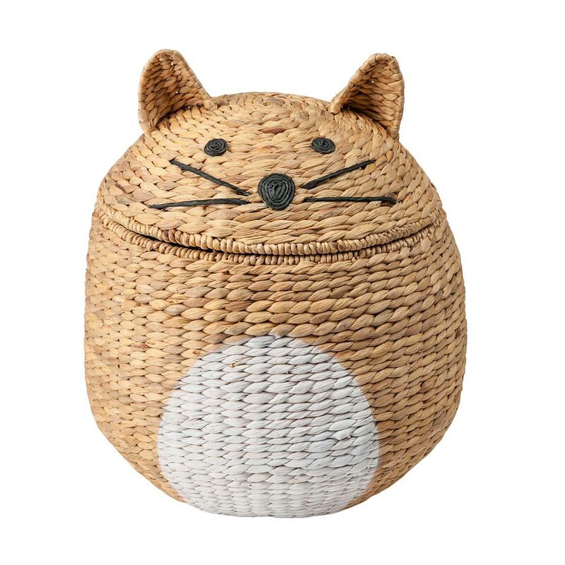 Ivesoy Woven Cat Shaped Storage Basket