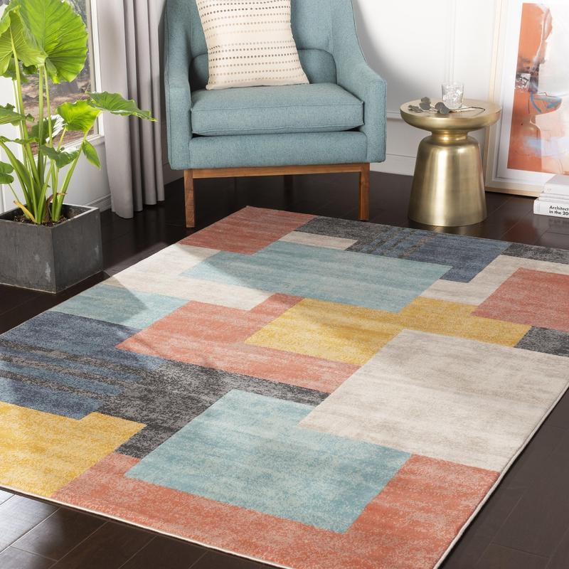 coral durable area rug